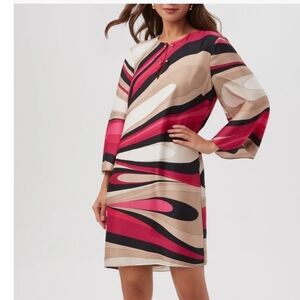 Trina Turk Nallia Abstract Print Multicolor Long Sleeve Dress Size 2